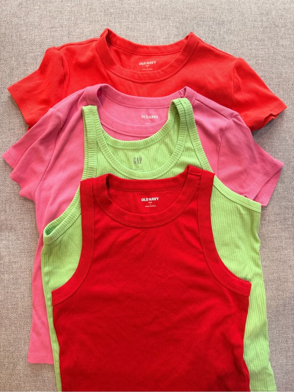 Old Navy & GAP Red, Pink, Lime Green Tank & Tee Set